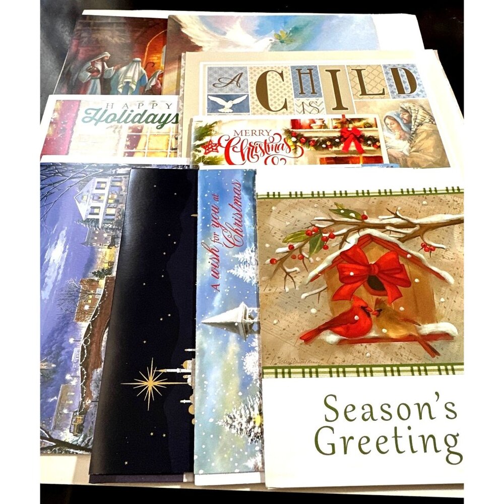 12 Vintage Christmas Holiday Cards Mixed Lot Various Designs Festive READ